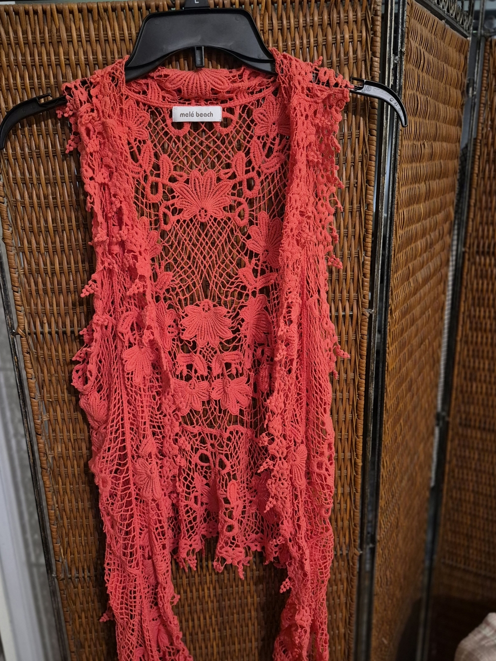 Melé Beach Coral Crochet Cover-Up Vest